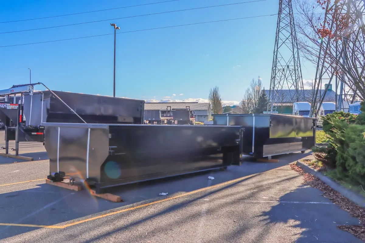 Roll-off dumpster ready for waste disposal at job site for 3 Yard Dumpster Rental in Middletown